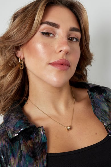 Halskette mit rundem Anhänger – Goldfarbe - Goldfarbefarbe h5 Bild3